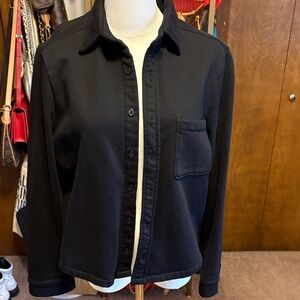 Stylish Black Button-Up Sweat Shirt